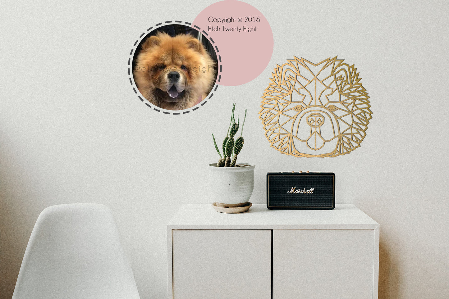 Chow Chow Dog Geometric 3D Wooden Wall Art