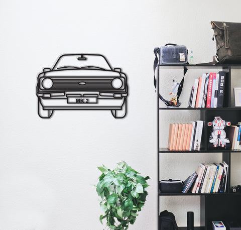 Ford Escort MK 2 Car - Wall Art Line Drawing 3D Wooden Cut Out