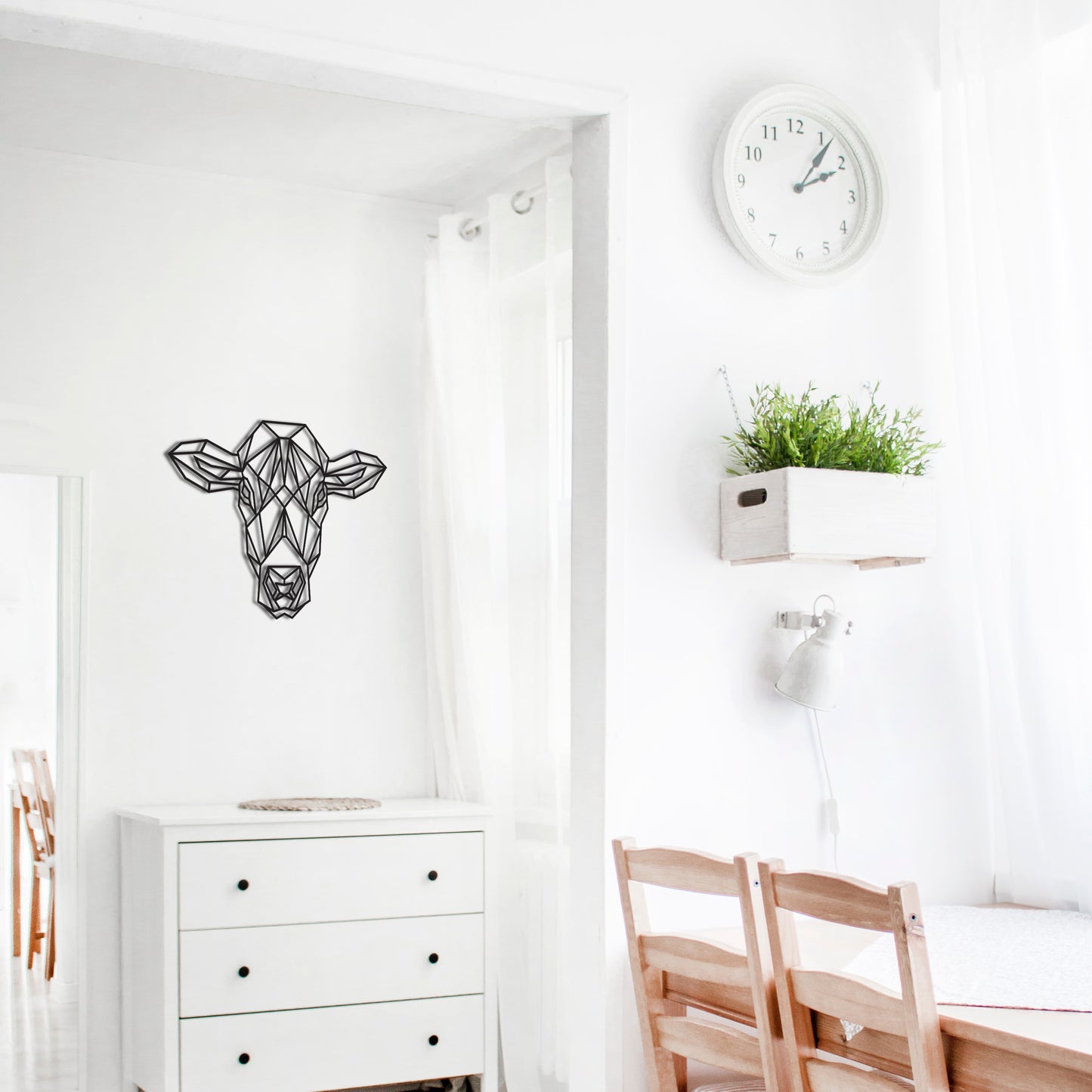 Dairy Cow Geometric Wooden Wall Art