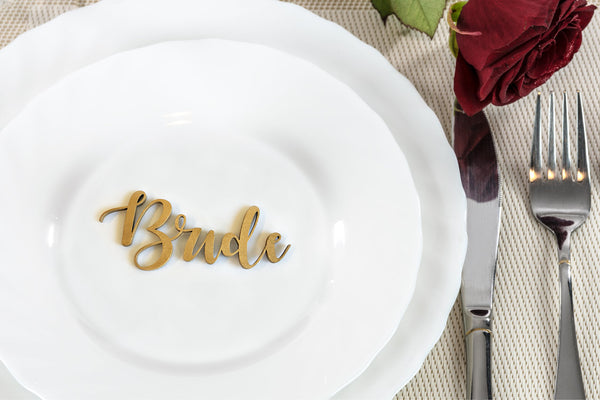 Laser cut wooden name place settings