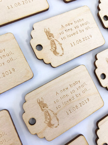 Baby Shower Wooden Favour Bag Tags
