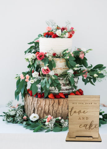 Wooden Cake Dessert Wedding Table Sign