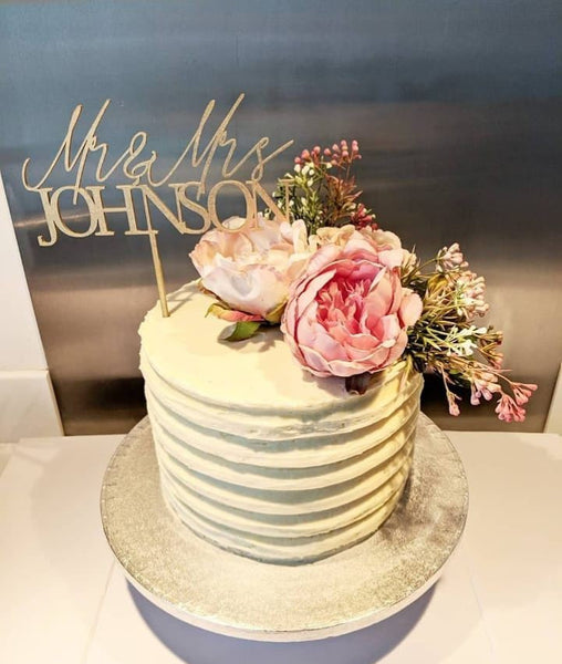 Mr & Mrs Personalised Mirror Acrylic Wedding Cake Topper