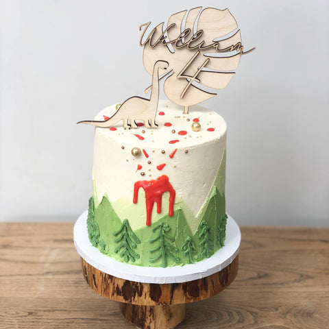 Dinosaur Duo Birthday Wooden Cake Topper