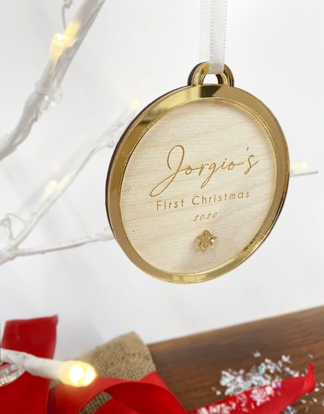 First Christmas Baby personalised bauble decoration