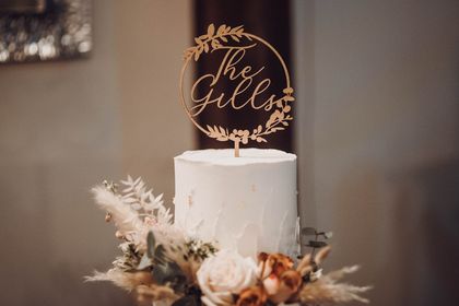 Hoop & Floral Wreath Wedding Cake Topper