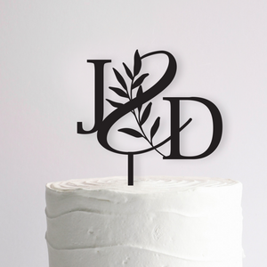 Floral Initial Monogram Wedding Cake Topper