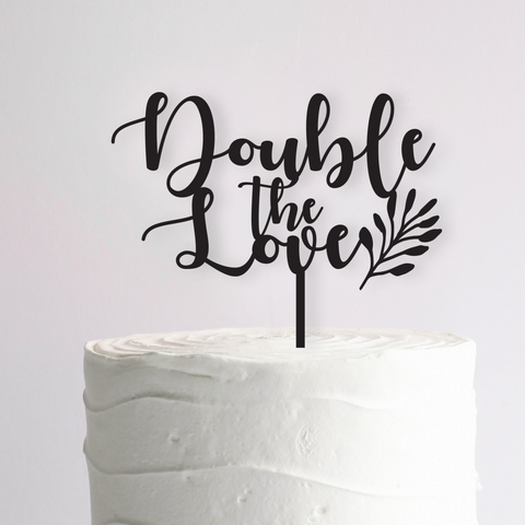Double the Love - Twin Baby Shower Cake Topper