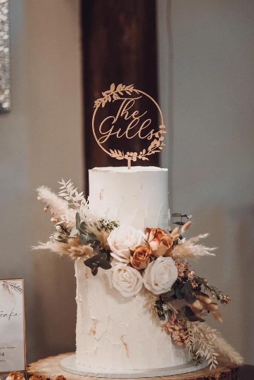 Hoop & Floral Wreath Wedding Cake Topper