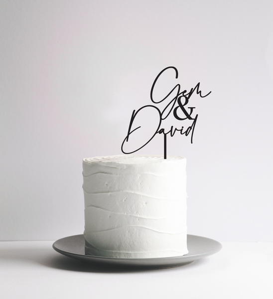 Couples Names Script Font Wedding Cake Topper
