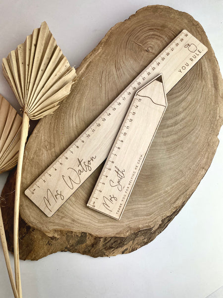 Wooden Personalised Teacher Ruler - End of School Novelty Gift
