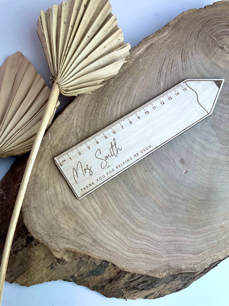 Wooden Personalised Teacher Ruler - End of School Novelty Gift