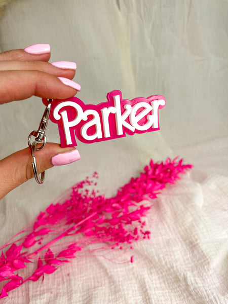 Personalised 3D Barbie Font Keyring Key Charm