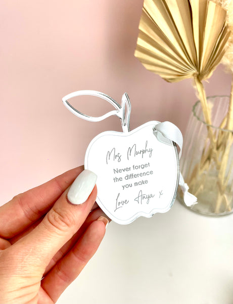 Teacher Gift - Acrylic apple keyring gift tag charm