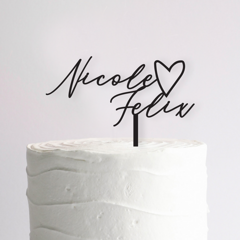 Wooden Script Wedding Cake Topper