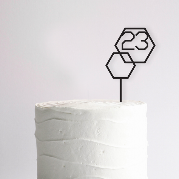Geometric Hexagon Age Custom Cake Topper