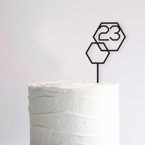Geometric Hexagon Age Custom Cake Topper