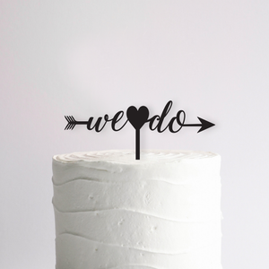 "We Do" Rustic Wooden Wedding Cake Topper