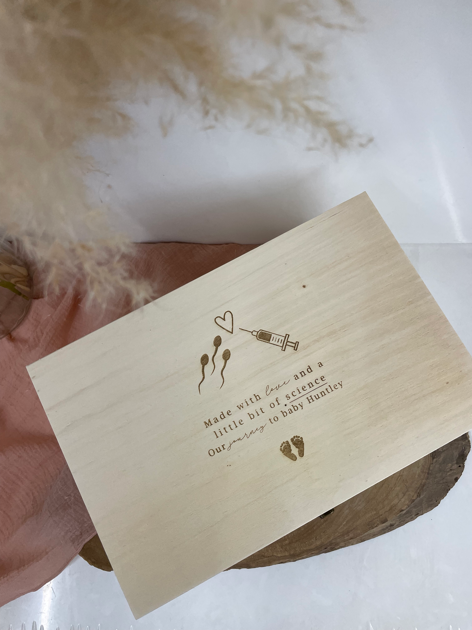 IVF Journey Wooden Keepsake memory box - love and science