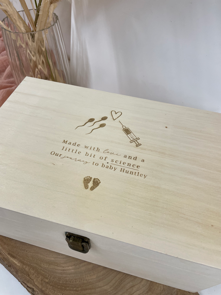 IVF Journey Wooden Keepsake memory box - love and science