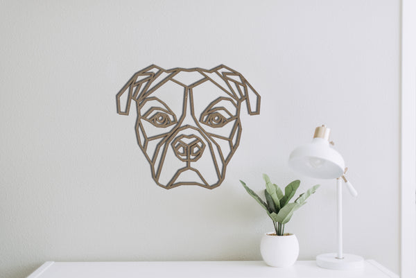 American Bulldog Dog Geometric 3D Wooden Wall Art