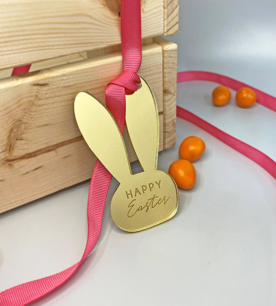Acrylic Mirror Personalised Easter Bunny Treat Box Gift Tag