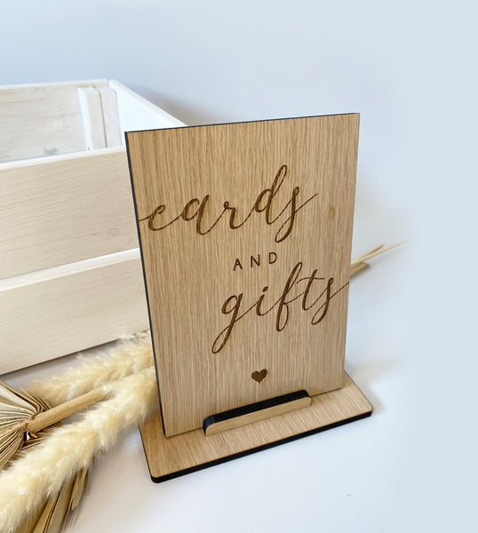 Cards & Gifts Oak Wedding Sign