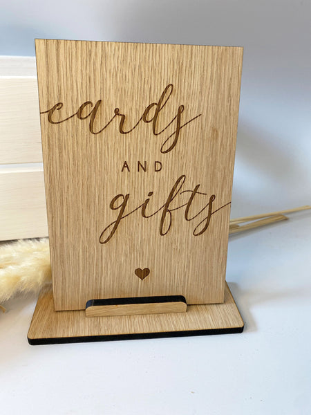 Cards & Gifts Oak Wedding Sign