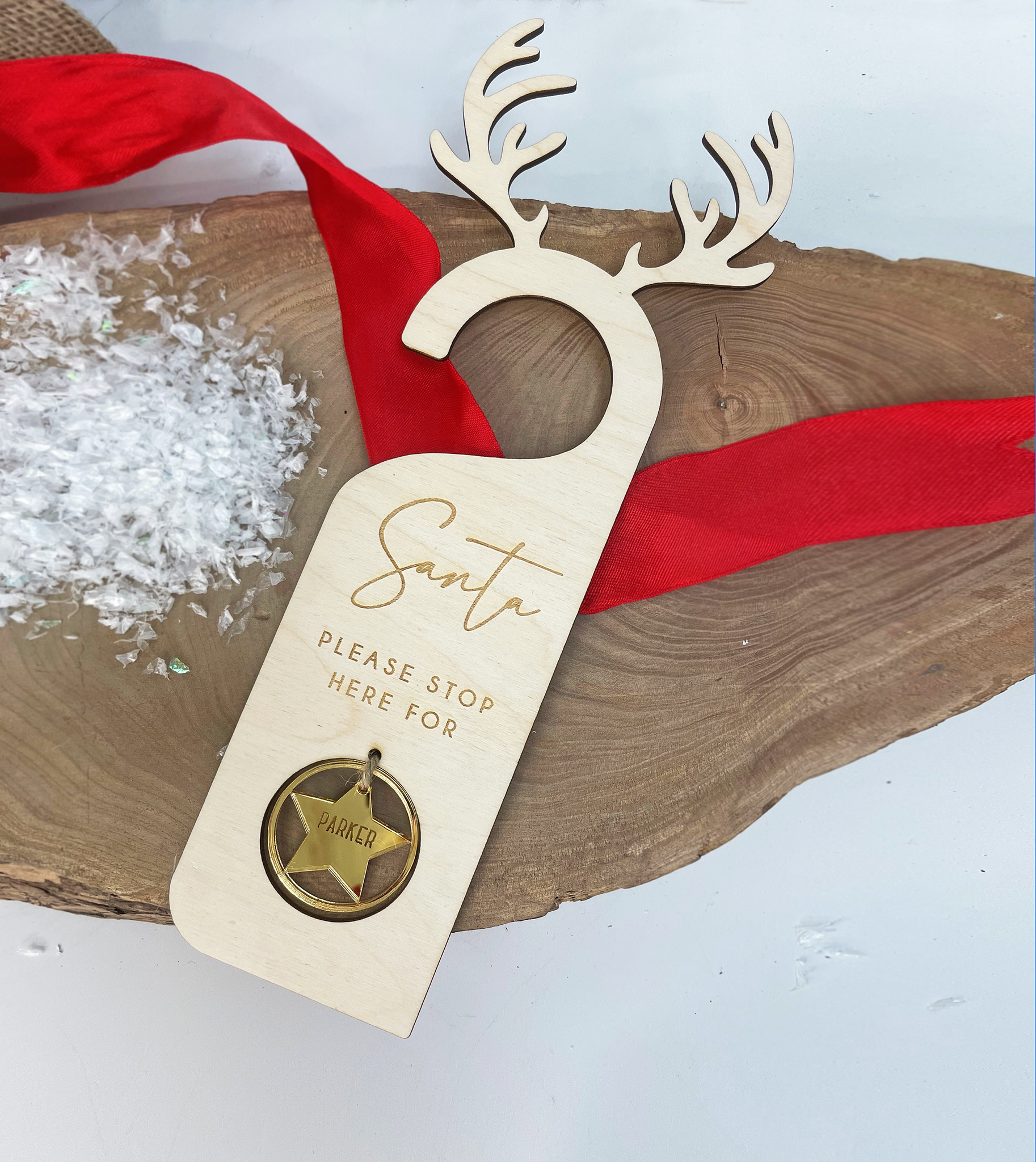Rudolph Door Hanger - Santa Please Stop Here Personalised Christmas Sign