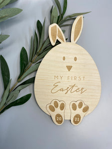 My First Easter - Wooden Bunny Instagram prop Milestone Plaque