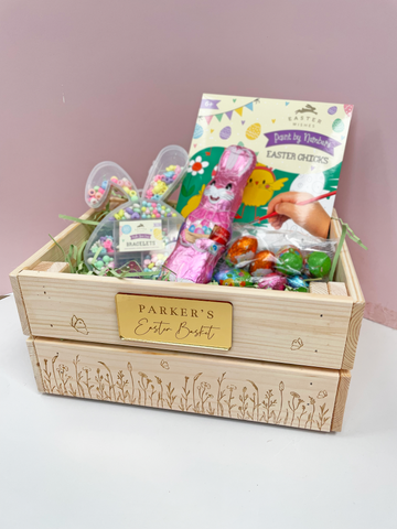 Wild Flower Personalised Easter Hamper Basket Box Crate