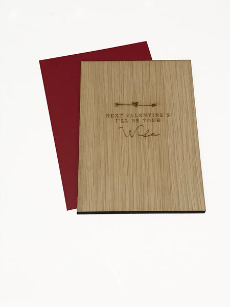 Oak Wooden Engraved Valentines Day Cards