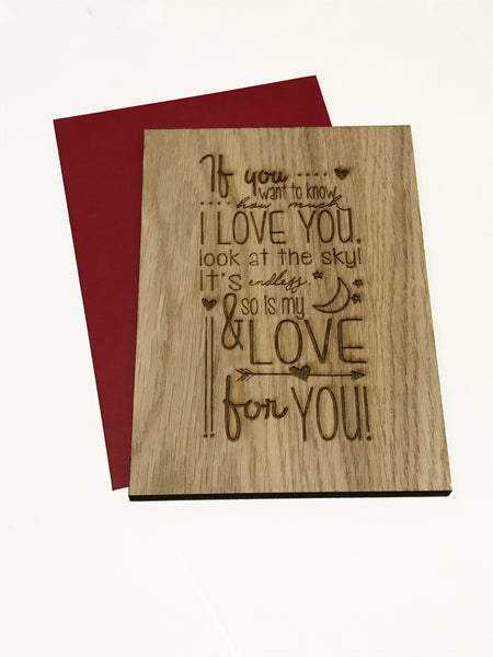 Oak Wooden Engraved Valentines Day Cards