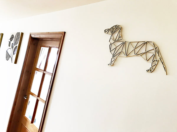 Dachshund Sausage Dog Geometric Wooden Wall Art