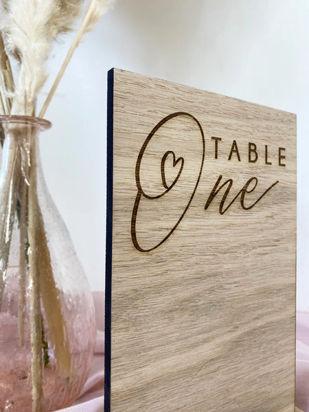 Table Numbers Oak Engraved Wedding Stationary