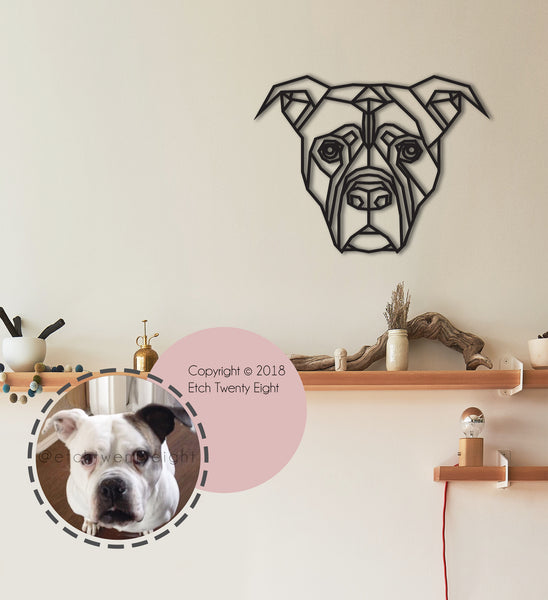Pitbull Dog Geometric 3D Wooden Wall Art