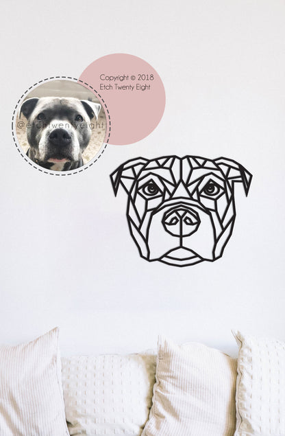 Staffordshire Bull Terrier 'Staffy' Dog Geometric Wooden Wall Art