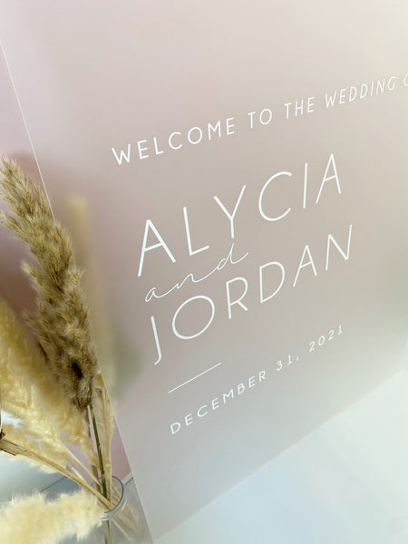 Frosted White Acrylic Wedding Welcome Sign