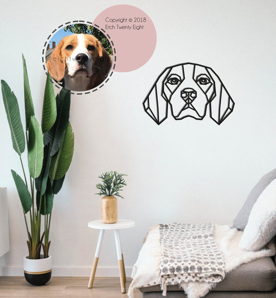 Beagle Dog Geometric 3D Wooden Wall Art