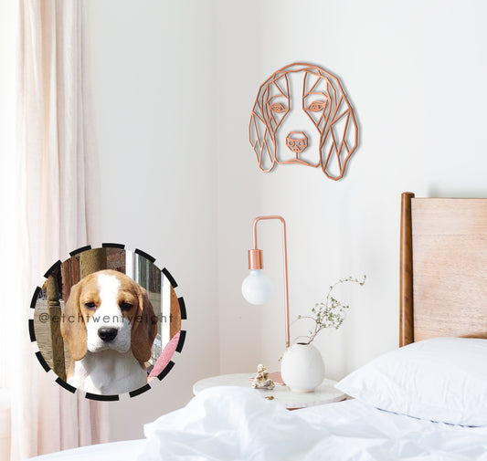 Beagle Puppy Dog Geometric 3D Wooden Wall Art