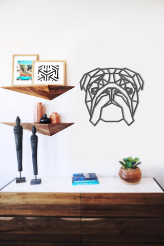 British English Bulldog Geometric Wooden Wall Art