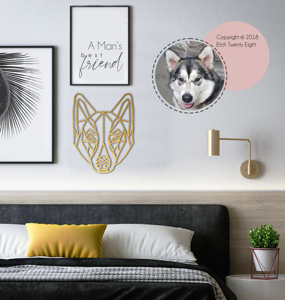 Husky Dog Geometric 3D Wooden Wall Art