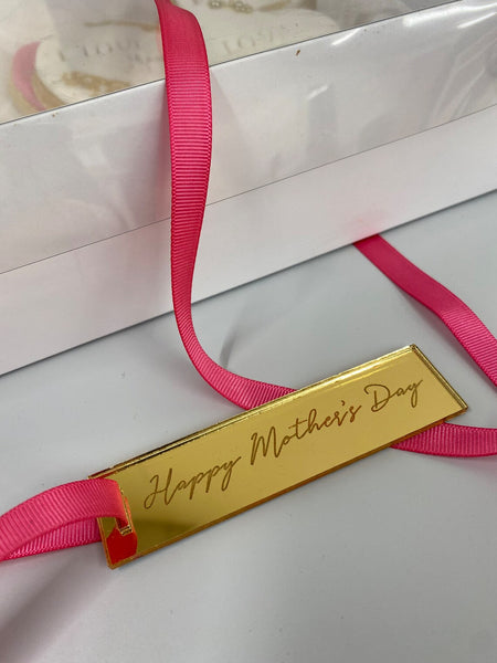 Mother’s Day mirror acrylic treat box rectangular tag - Cupcake cake topper