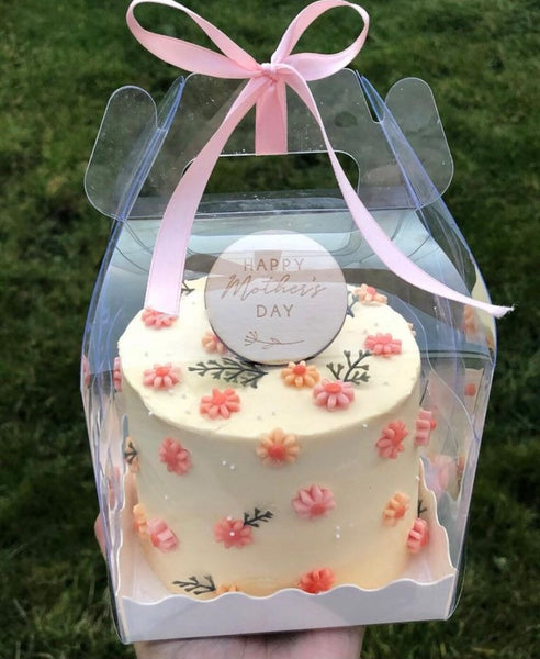 Mother’s Day birch wood treat box circular tag - Cupcake cake topper
