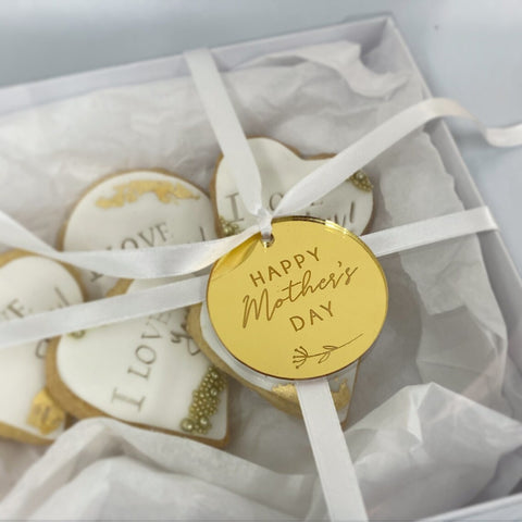 Mother’s Day mirror acrylic treat box circular tag - Cupcake cake topper