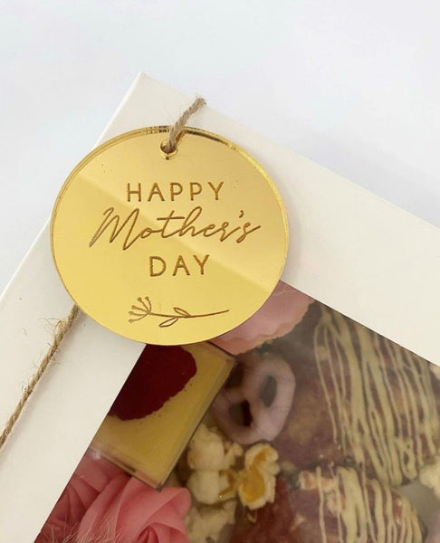 Mother’s Day mirror acrylic treat box circular tag - Cupcake cake topper