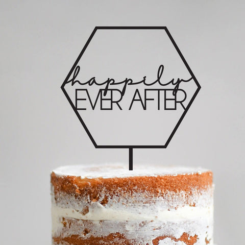 Wedding Cake Topper Happily Ever After Geometric