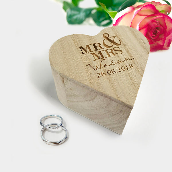Wooden Engraved Wedding Ring Box