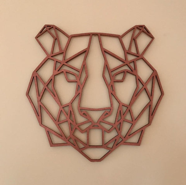 Geometric Tiger Head Wooden Wall Art