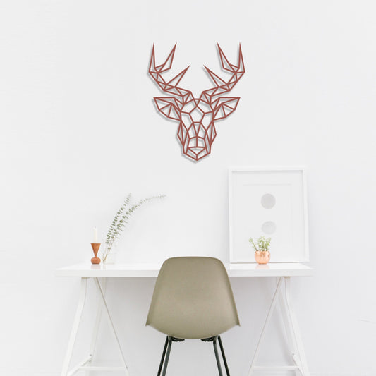 Deer Head Wall Decor Geometric Stag Head Wooden Laser Cut Wall Art